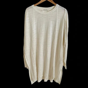 We the Free People size Large Cream Slub Knit Tunic Top Cotton Knit Thumbholes L